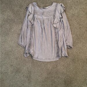 Knox Rose Light Gray Long Sleeve Blouse